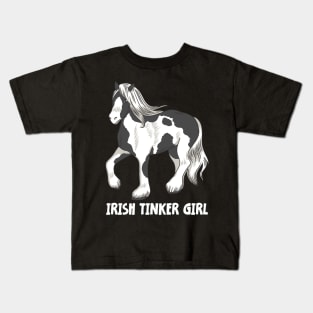 Horse Riding Horse Lover Horse Girl Irish Tinker Girl Kids T-Shirt